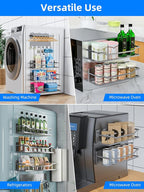 Multifunctional Magnetic Shelf for Washing Machine, Refrigerator, Microwave, and Any Metal Surface, Powerful Magnetic Shelves Include Magnetic Paper Towel Holder, Unique Hollow Design (5 pcs - Grey)