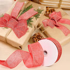 Wired Edge Decorative Ribbon DIY Craft Ribbon for Holiday Garlands Gift Wrapping and Home Decor (Red, 1.5 inches)