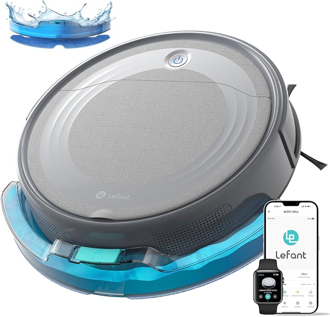 Lefant M310 Ultra Robot Vacuum and Mop, 6000Pa Suction-Slim Robotic Cleaner with ToF LiDAR Navigation, Accurate Obstacle Avoidance, WiFi/App/Alexa Control, 170min Runtime, for Pet Hair and Home