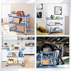 AQNIEGEP Utility Carts with Wheels, Large Food Kitchen Cart Heavy Duty, Rolling Service Cart w/Hammer for Restaurant, Office, Commercial, 600lbs Capacity, Lockable Wheels, 3-Tier