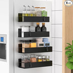 Magnetic Water Bottle Holder for Refrigerator, Cup Holder Organizer for Stanley and Tumbler for Kitchen, 4 Pack, Metal Black