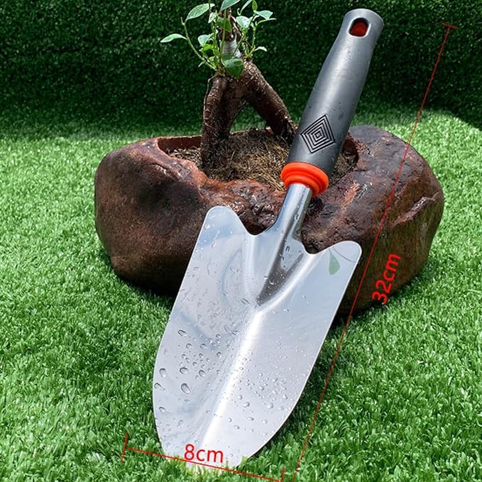 Garden Tool Shovel for Digging Gardening Trowel for Lawn Planting Stainless Steel Spade Rubber Handle Anti Slippery