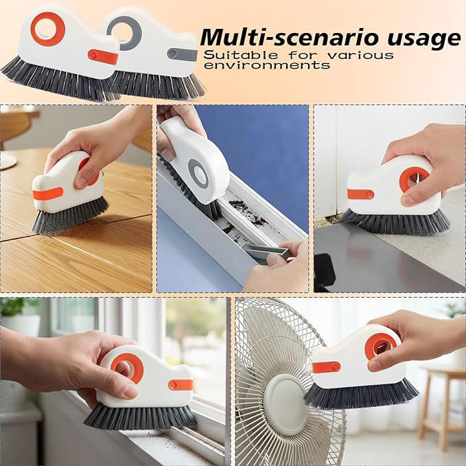 2 in 1 Groove Cleaning Brush, Easy to Store Window Track Cleaning Tools, Multifunction Window Track Cleaner, Track Cleaning Tools Suitable for Sliding Door Tracks, Shutter Door Window Track (Grey)