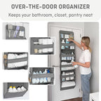 Heavy Duty Over The Door Organizer Hanging Storage – 6-Tier Behind The Door Storage with 5 Large, 6 Side & 3 PVC Pockets – 50 lbs Hanging Organizer for Closet, Nursery, Bathroom – 1 Pack, Gray