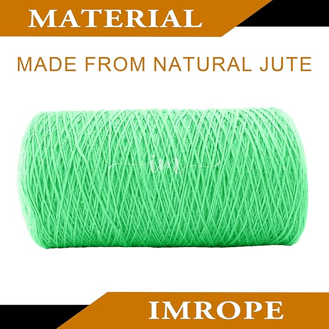 1mm x 3000 Feet Light Green Jute Rope, Twine for Gardening Tomato Climbing Plant Tie Floristry Crafts Gift Wrapping Packing Decor