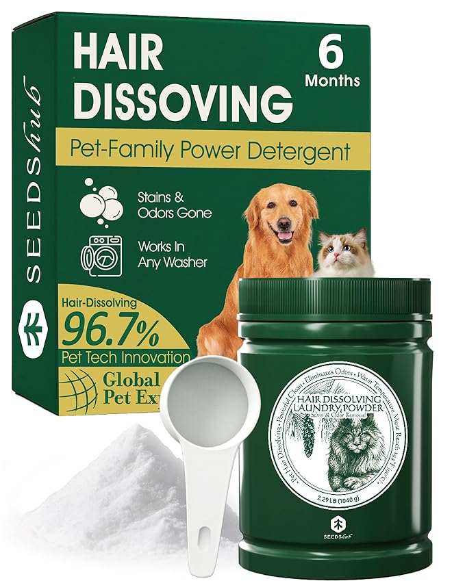 Pet Hair Remover for Laundry - Dog & Cat, 96.7% Hair Dissolution, Detergent + Stain Remover, 6-Month Supply, HE/Top/Front-Load Compatible, Removes Residue & Odors, Septic Safe