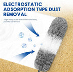 Microfiber Feather Dusters for Cleaning, Extendable Duster with 110" Extension Pole & 2pcs Replaceable Bendable Head, Cleaner Supplies Duster Tool for Ceiling Fan Furniture Cars Home Kitchen Gadgets