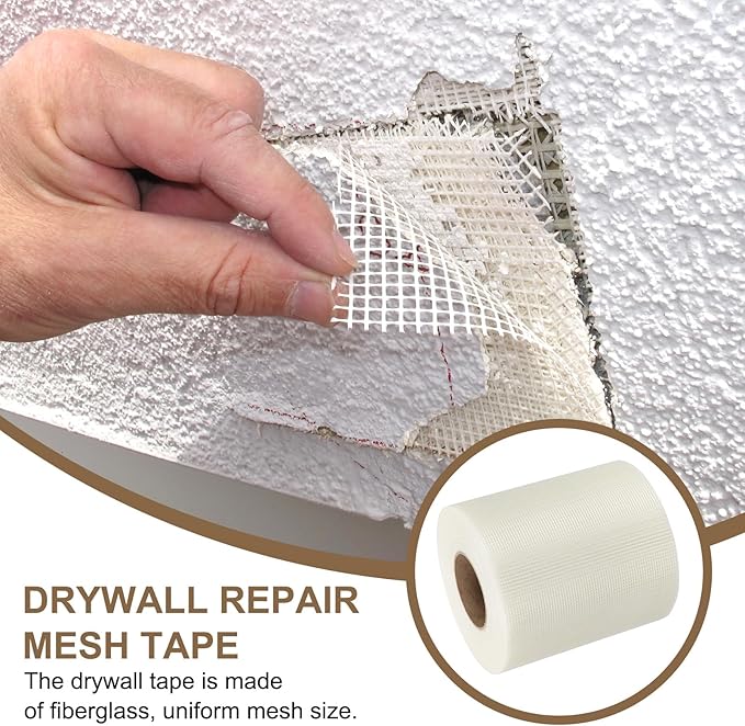 PATIKIL Drywall Repair Mesh Tape, 8 inch x 328 ft Fiberglass Repair Patch Self-Adhesive Dry Wall Joint Tape 9 Mesh Wall Hole Crack and Seam Patch, White