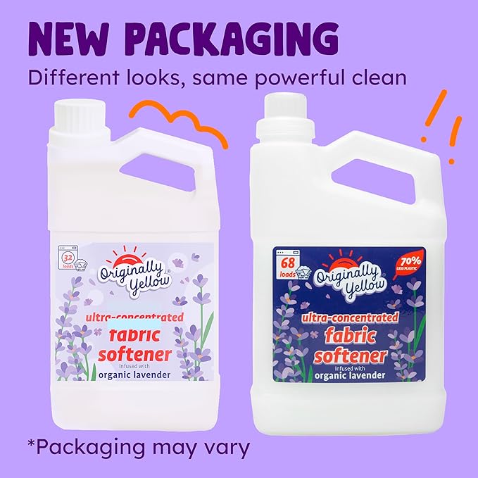Originally Yellow Plant Based Fabric Softener | Ultra-Concentrated Laundry Softener Infused with Organic Lavender | High-Efficiency Plant Liquid Fabric Softener Helps Remove Static & Wrinkles | 34 Oz