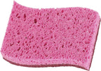 Non-Scratch Cellulose Sponge Kitchen Scrub Sponge with Scouring Pad Set, Good for Non-Stick Cookware Frying Pan, Pot, Counter Top, Sink Scrubbing, Kitchen Scrubbers, Pack of 1, Red/Pink
