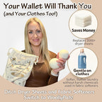 WoollyPals Dryer Balls (6-Pack, XL Size) - 100% New Zealand Wool - No More Dryer Sheets - Eco Dryer Balls - Reusable - Softens Laundry - Reduces Drying Time & Static - with Storage Bag (Plain White)