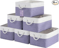 Large Storage Baskets- 15.7x11.8x8.26 inch Storage Bins for Shelves and Closet Organizing, Foldable Fabric Bin for Home Organization Clothes and Laundry (6-Pack, White&Purple)