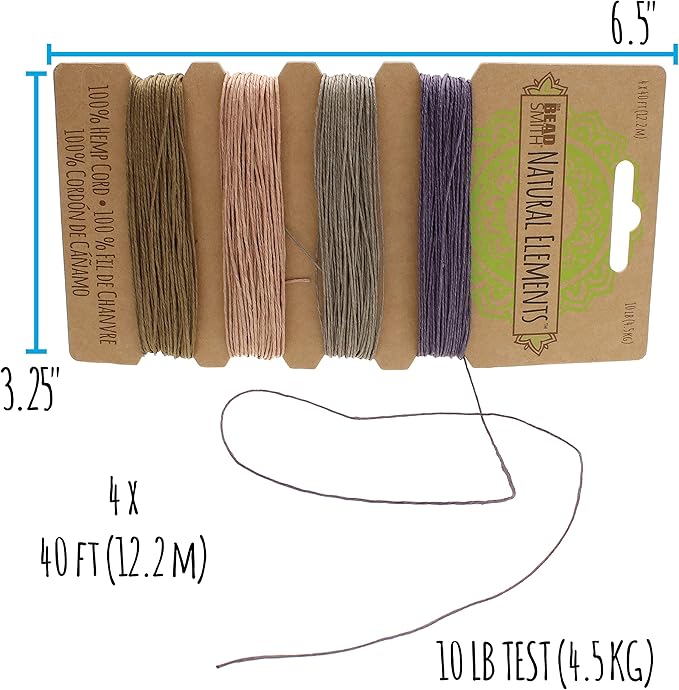 The Beadsmith 100% Hemp Cord – Vintage Colors – .55mm, 40 Foot Spool, 10LB Test Strength – Twine for Jewelry Making, Macrame, Paper Crafts, Gardening, Scrapbooking, Home Décor, DIY String Art & More