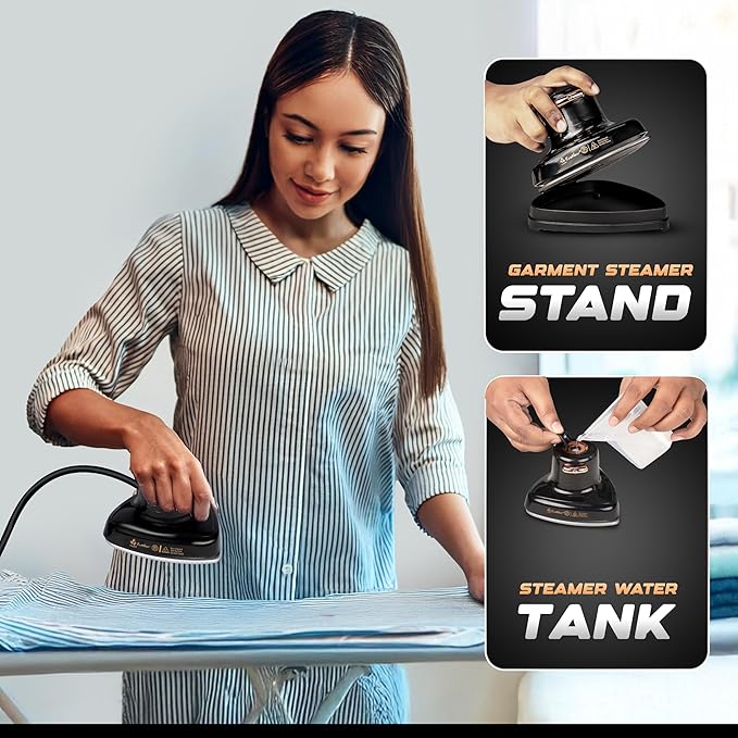 Econour 2-in-1 Mini Travel Iron & Steamer with temperature control, light indicator, and non-stick soleplate. Compact, portable, and ideal for travel, crafting, quilting, sewing, and handcraft project