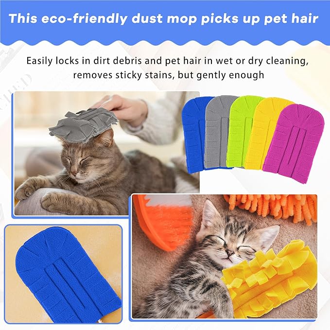 Zubebe 20 Pcs Duster Refill Reusable Fleece Duster Refills Feather Flat Dusters Multi Surface Washable Cleaning Pads Tools for Home, Blinds, Car, Pet, Furniture, Fans (Stylish Color)