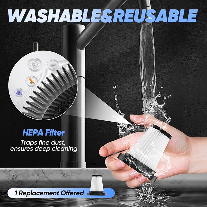 Mini Vacuum Cleaner, 3 in 1 Cordless Handheld Vacuum Cleaner, 13000Pa High Power Car Vacuum Cleaner with Brushless Motor,Adjustable Car Vaccum Portable Cordless for Cars,Desktop-DBS03