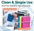 3-in-1 Silicone Scrubber Sponge with Squeegee – Non-Scratch Kitchen Sponge for Dishes, Sink & Bathroom, Quick-Dry, Reusable Cleaning Tool (Teal +Yellow)