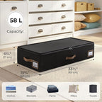 GRANNY SAYS 2 Pack Under Bed Storage, Underbed Organizer with Zipper Lid for Bedroom, Black Clothing Storage Bins for Blankets, Clothes, Shoes