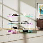 Acrylic Bookshelf, Small 3 Tier Open Bookcase for Small Spaces,Sofa Table, Hallway Entry Table for Home Living Room (Iridescent, 39.4" x 11.8" x 31.5)