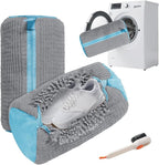 Shoe Washing Machine Bag - 2Pack Laundry Shoe Bag for Washer and Dryer, Reusable Shoe Cleaning Bag for All Shoe Sizes, 360° Deep Clean for Tennis Shoes, Sneakers, Includes 1 Brush(grey)