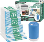 Cozy Essential Travel Vacuum Storage Bags with Rechargeable Cordless USB Pump, Space Saver Bags for Luggage, Suitcase, Carry-On, for Clothes, Blankets, Bedding & Seasonal Storage,35 Combo