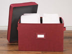 Covermates Keepsakes - Storage Box - Heavy Duty Polyester - Reinforced Handles - ID Window - Indoor Storage - Closet Storage, Red Heather