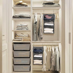 MAX Houser 3 Tier Shelf Hanging Closet Organizer, Closet Hanging Shelf with 2 Sturdy Hooks for Storage, 2 Pack, Foldable (Grey)