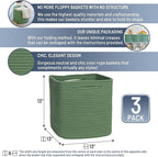 NaturalCozy 13 Inch Cube Storage Bins Cotton Rope Woven Baskets for Organizing 3-Pack | 13 x 13 Storage Cubes | Fabric Square Storage Baskets for Shelves Organizer, Kids Toy Bins, Closet Baby Nursery