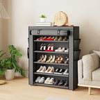 Mavivegue Shoe Rack with Cover, 5 Tier Shoe Organizer for Entryway, Shoe Storage for Front Door Entrance, Closet, Garage, Grey