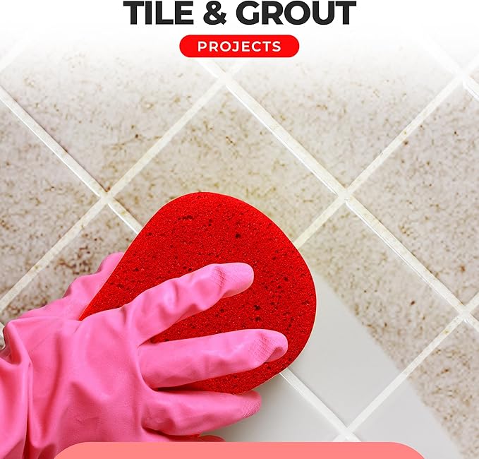 Multi-Purpose Sponges for Cleaning - Red 4 Pack, Large Sponges for Car Washing, Tile & Grout, All Purpose Cleaning