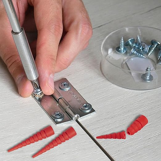 15 Pcs Wood Anchor Stripped Screw Hole Repair Kits-Door Hinge Hole Repair Kits Fit Screws Sizes #2 to #18-Adjustable Wall Anchors for Wood Door Drywall Hole Repair