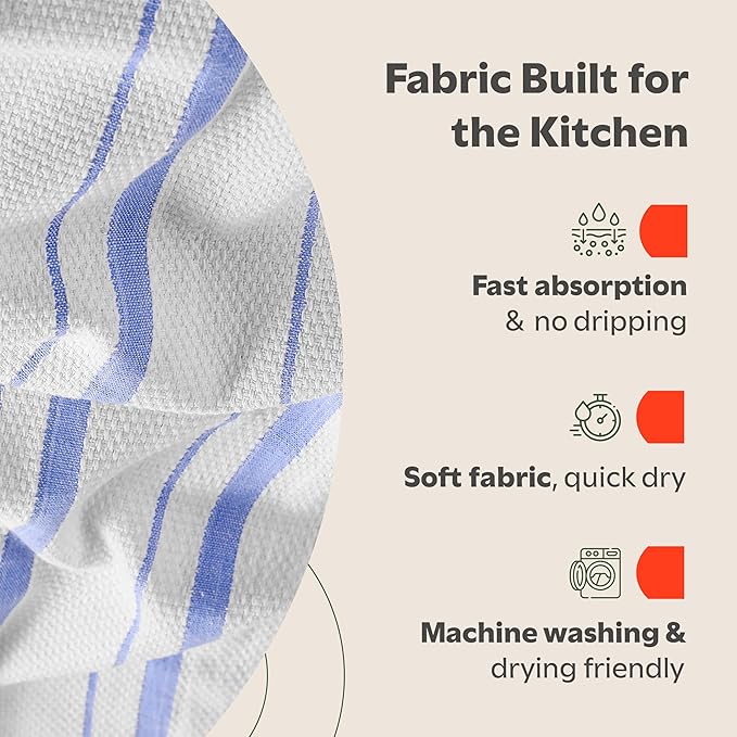 Zeppoli Classic Kitchen Towels - 6 Pack 100% Natural Cotton Towel Set, Reusable Wash Cloths, Absorbent Dish Towels, Machine Washable Hand Towels, Kitchen Essentials, 20” x 28” - Pastel VAR