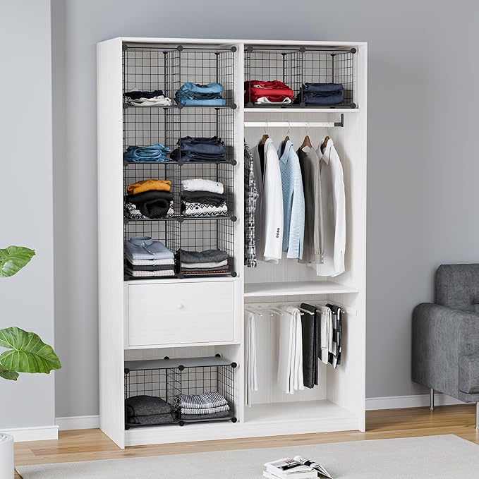 TUMUCUTE Wire Cube Storage Organizer, 12-Cube Metal Storage Shelves Bookshelf, Stackable Modular Closet Organizer for Bedroom Living Room, Office,Storage Shelves