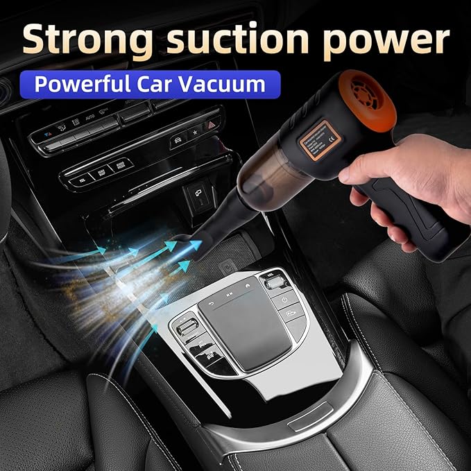 Mini Cordless Handheld Vacuum with Aerospace Bag - Portable Car Vacuum Cleaner | 16000PA Strong Suction, Wireless Rechargeable High-Power Handheld for Home, Pet Hair & Auto Detailing