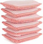 KMAKII Bamboo Kitchen Sponges Dish Sponge Super Absorbent Natural Dish Sponges, Red, Pack of 6