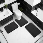 Yimobra Memory Foam Bath Mat, Super Soft Absorbent Bathroom Rug Non Slip 24x17 Inch, Quick Dry, Machine Washable Floor Carpet for Tub Shower, Home Decor Accessories, Black