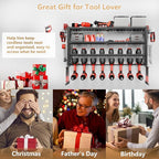 Power Tool Organizer Wall Mount, 4 Layer Heavy Duty Garage organizer Loads 280lbs, Tool Organizers with 8 Drill Hanger, Battery Tools Holder Garage Storage Organization for Workbench, Pegboard, Shed