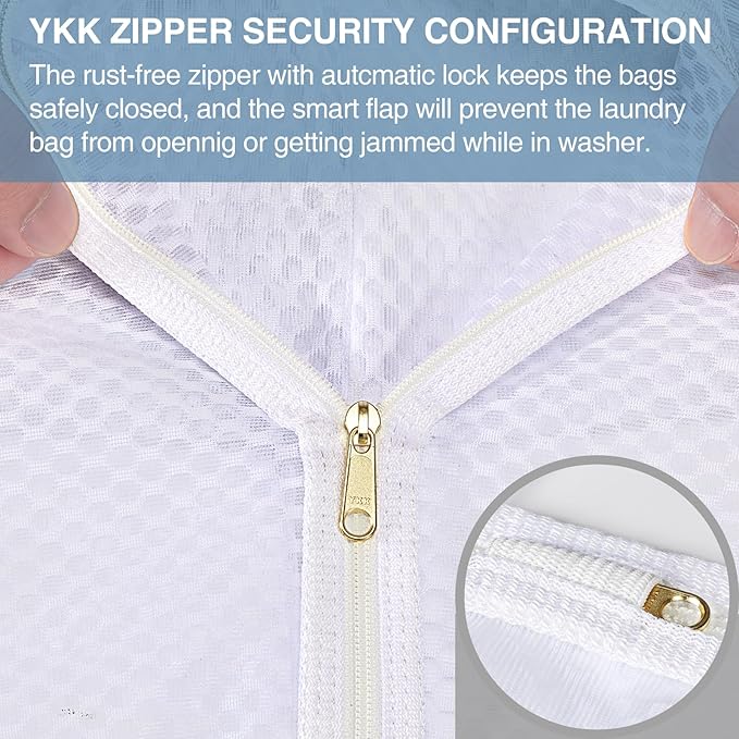 3 pcs Durable Honeycomb Mesh Laundry Bags for Delicates 16" x 19" (3 Large)