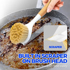 Holikme 3 Pack Dish Brush Set with Bamboo Handle, Kitchen Cleaner for Cleaning Pot, Pan, Sink and Stove, Scrubber with Medium Bristles, Yellow