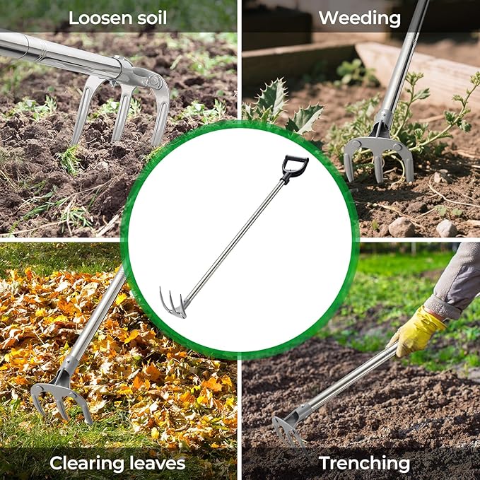 Professional Garden Hoe 49 Inch Long with Adjustable Long Handle - Heavy Duty Weeding & Cultivating Tool for Gardening, Lawn, and Yard Work