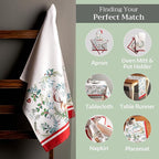Maison d' Hermine Kitchen Towels Set of 3 100% Cotton 27.50" x 20" Reusable Cloth Tea Dish Towels Absorbent with Hanging Loop for Kitchen, Home, Dining, Cocktail Parties (Holly Time)