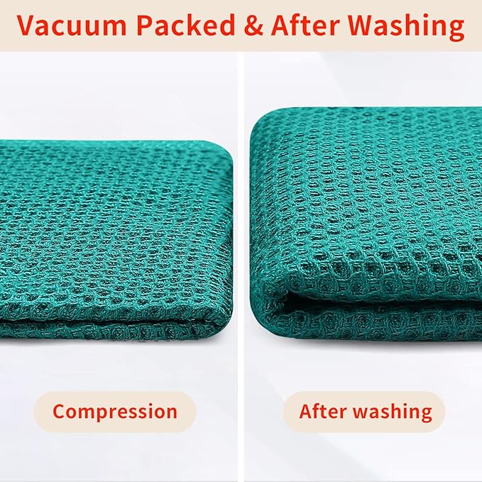 Homaxy 100% Cotton Waffle Weave Kitchen Dish Towels, Ultra Soft Absorbent Quick Drying Cleaning Towel, 13 x 28 Inches, 6-Pack, Teal