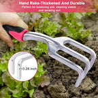 Garden Tools Set, 3 Pack Heavy Duty Gardening Tools Set Include Garden Shovel, Transplant Trowel and Hand Rake with Ergonomic Handle, Aluminum Alloy Lawn for Planting Tools, Red