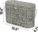 Pumtus Toilet Paper Storage Basket, Handwoven Toilet Paper Holder with Lid & Handle, Large Decorative Container for up to 6 Rolls, Plastic Trash Bin Magazine Organizer for Bathroom, Office