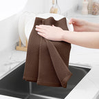 Homaxy 100% Cotton Waffle Weave Kitchen Dish Towels, Ultra Soft Absorbent Quick Drying Cleaning Towel, 13 x 28 Inches, 12-Pack, Coffee