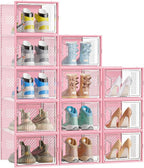 SIMPDIY Shoe Storage, 12 Pack X-Large Shoe Organizer for Closet, Shoe Boxes Clear Plastic Stackable Shoe Storage Boxes for Size 13