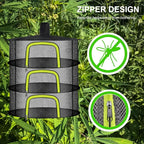 3 Layer Herb Drying Rack, Herb Drying Rack Hanging Mesh, Foldable Bud Drying Net with U-Shaped Zipper, Hooks, for Drying Herbs Plants, Flowers, Fruits, Food, Camping (3 Layers-23.62'')