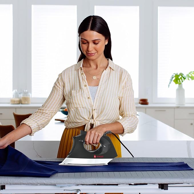 SINGER SteamCraft Plus 2.0 Steam Iron (1800W) | Steamer with Stainless Steel Plate, OnPoint Precision Tip, Vertical Steam, Auto Shutoff & 300ml Tank Capacity - Black