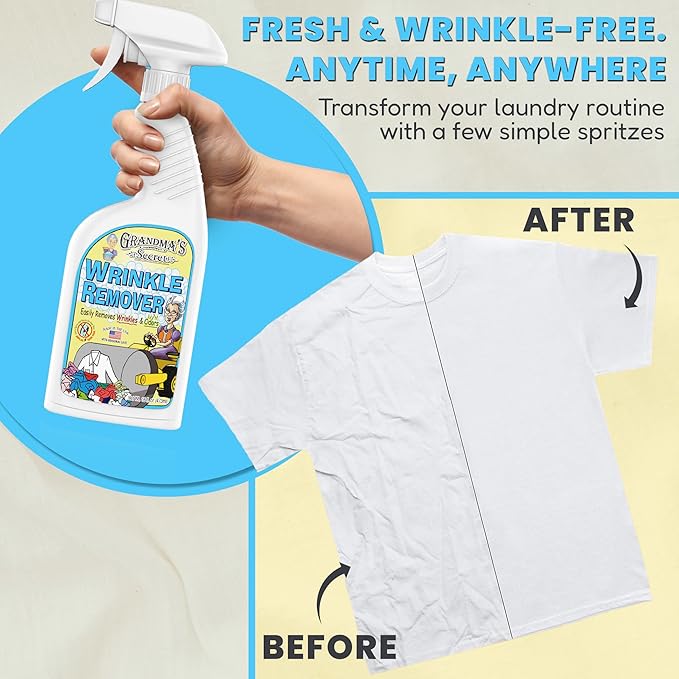 Grandma's Secret Wrinkle Remover Spray - Easily Removes Wrinkles & Odors - Wrinkle Release, Fabric Refresher Spray, Chlorine, Bleach and Toxin-Free - 16 Ounce, 3 Pack