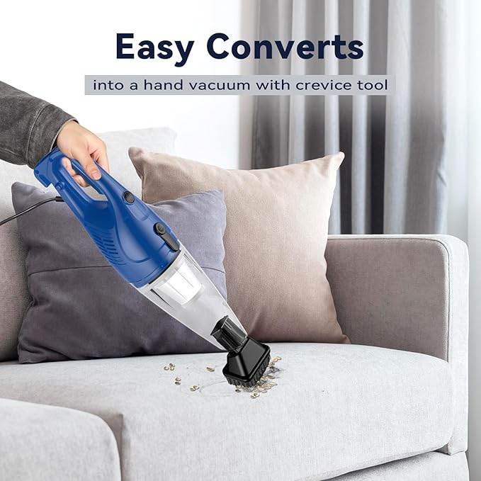 Corded Vacuum Cleaner, 12-in-1 Vacuum Cleaners for Home 15Kpa Power Suction Lightweight Stick Vacuum with Washable HEPA Filter Converts to a Handheld Vacuum for Home, Pet Hair, Carpet, Hard Floors